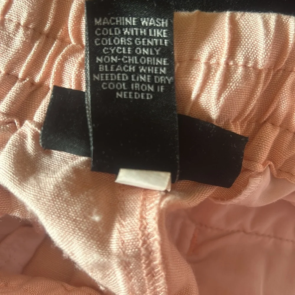 Lane Bryant Linen Ruffle-Hem Crop Peach Pants - Picture 9 of 10